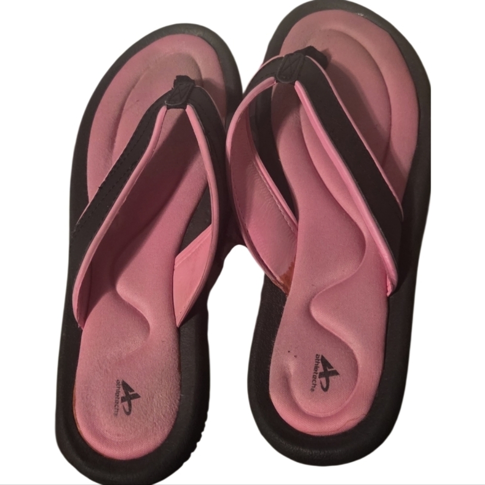 Jc Penney 11/12 Athletec Memory Foam Women's Black and Pink Sandals